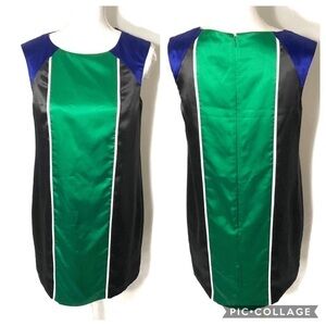Aidan Mattox Color Block Dress Sz 8 Green Blue